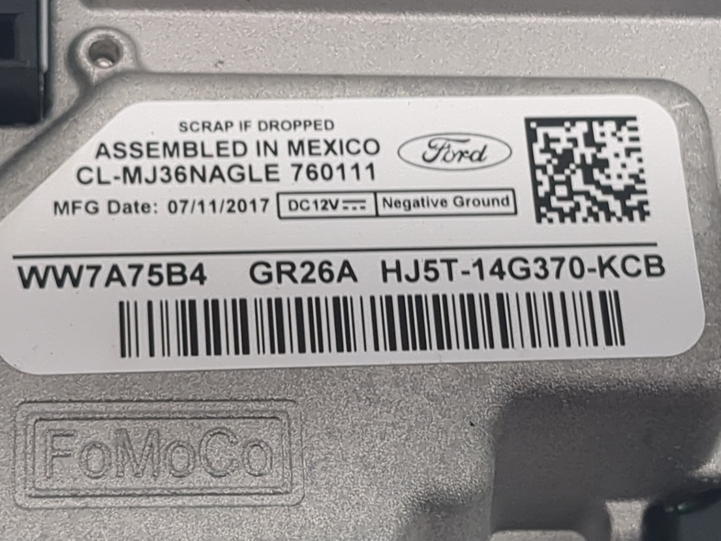 2017 Ford Escape PCM Engine Control Computer ECU ECM PCU OEM P/N:HJ5T-14G370-KCB WW7A75B4, GR26A Fits OEM Used Auto Parts - 
