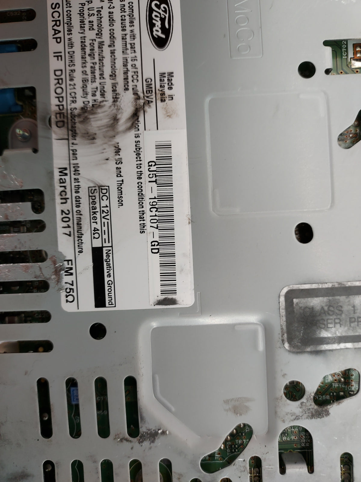 2017 Ford Escape Radio AM FM Cd Player Receiver Replacement P/N:GJ5T-19C107-GD GJ5T-19C107-CB Fits OEM Used Auto Parts - Oem