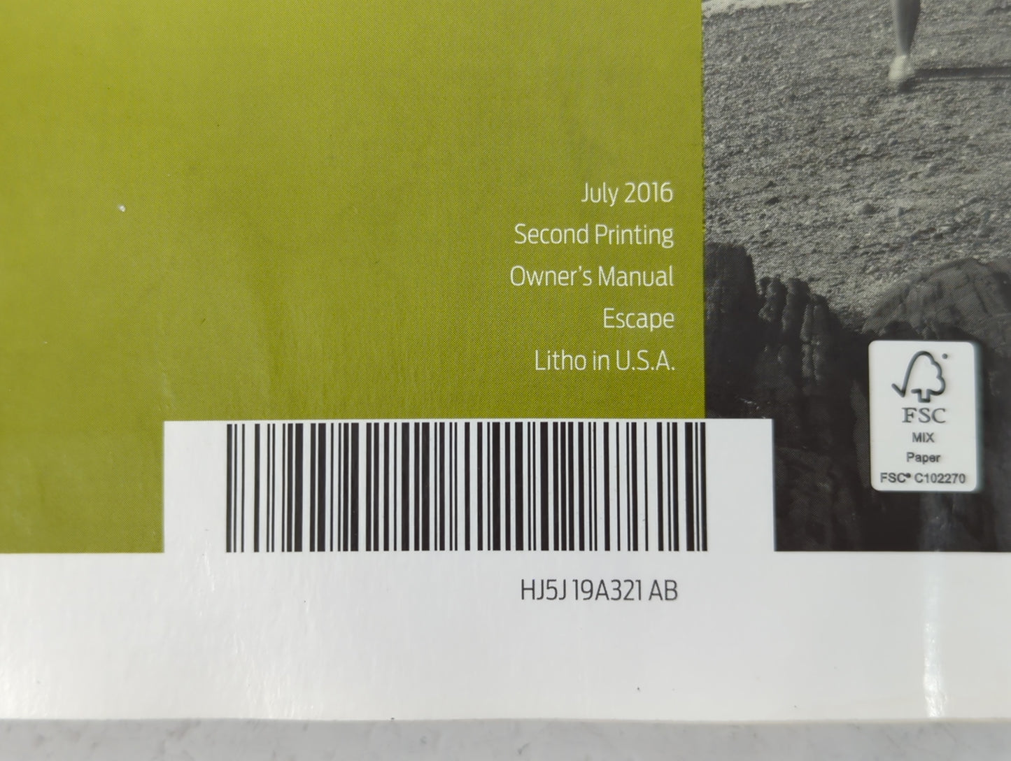 2017 Ford Escape Owners Manual Book Guide P/N:HJ5J 19A321 AB OEM Used Auto Parts - Oemusedautoparts1.com