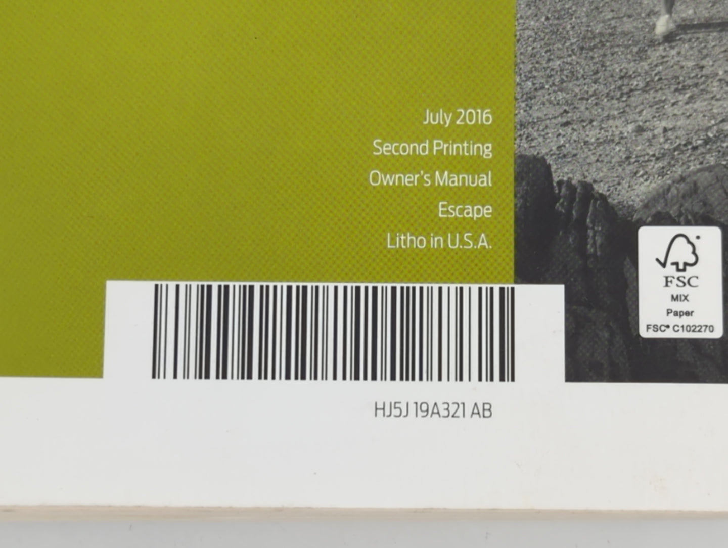 2017 Ford Escape Owners Manual Book Guide P/N:HJ5J 19A321 AB OEM Used Auto Parts - Oemusedautoparts1.com