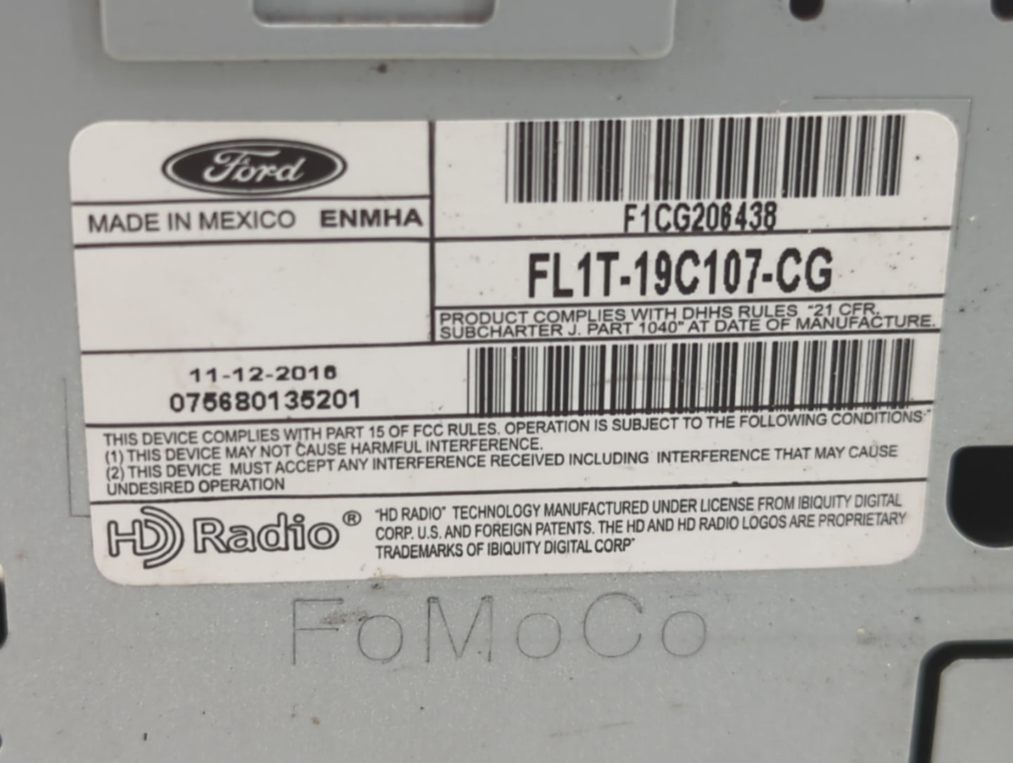 2015-2017 Ford Expedition Radio AM FM Cd Player Receiver Replacement P/N:FL1T-19C107-CG F1CG206438 Fits Fits 2015 2016 2017 