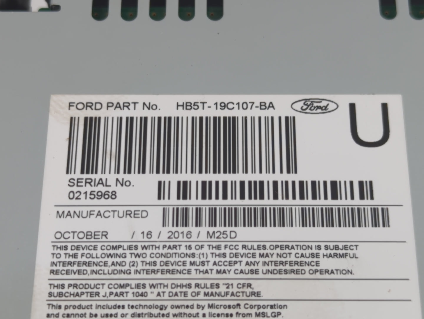 2016-2017 Ford Explorer Radio AM FM Cd Player Receiver Replacement P/N:HB5T-19C107-BA Fits Fits 2016 2017 OEM Used Auto Part