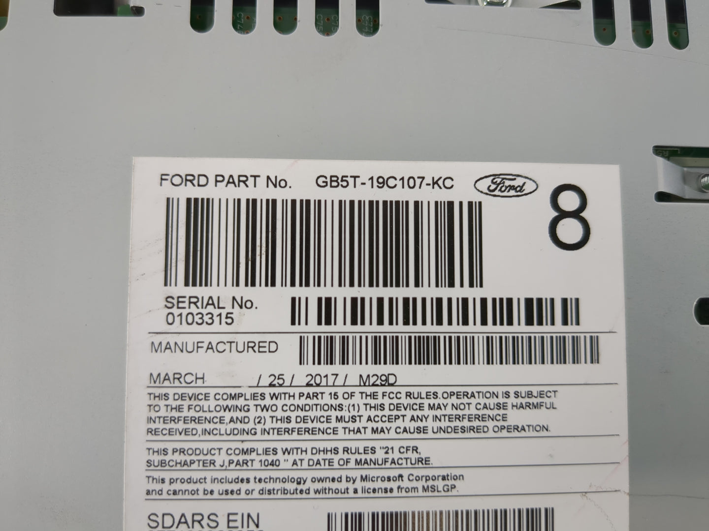 2016-2017 Ford Explorer Radio AM FM Cd Player Receiver Replacement P/N:GB5T-19C107-KC Fits Fits 2016 2017 OEM Used Auto Part