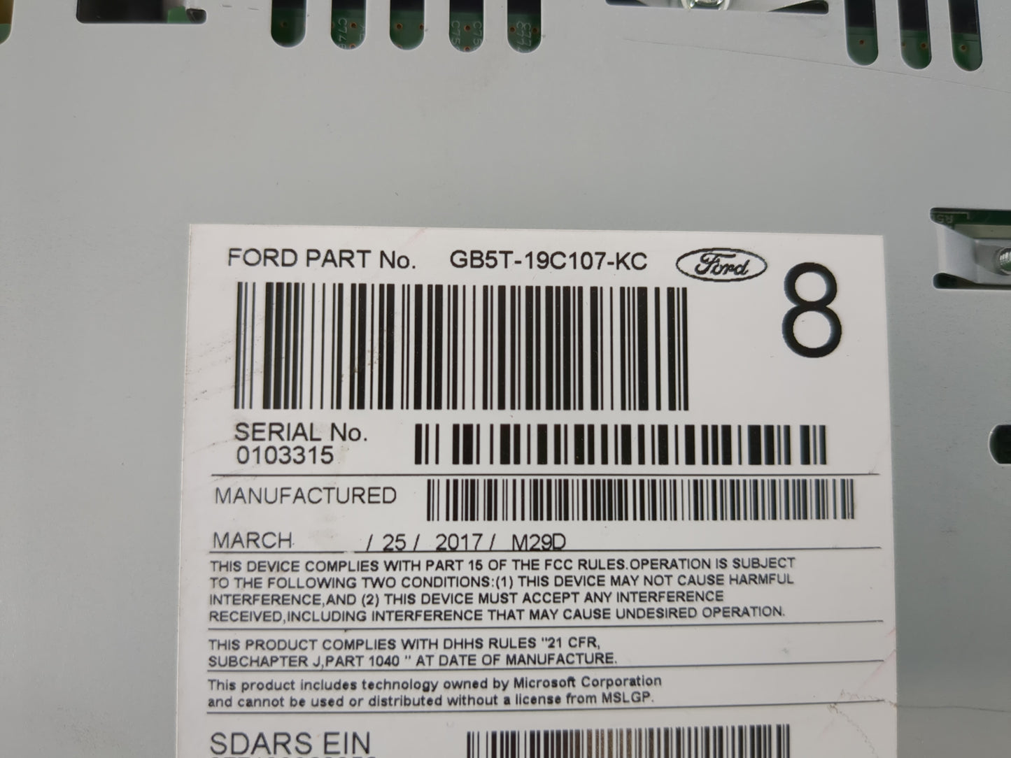 2016-2017 Ford Explorer Radio AM FM Cd Player Receiver Replacement P/N:GB5T-19C107-KC Fits Fits 2016 2017 OEM Used Auto Part
