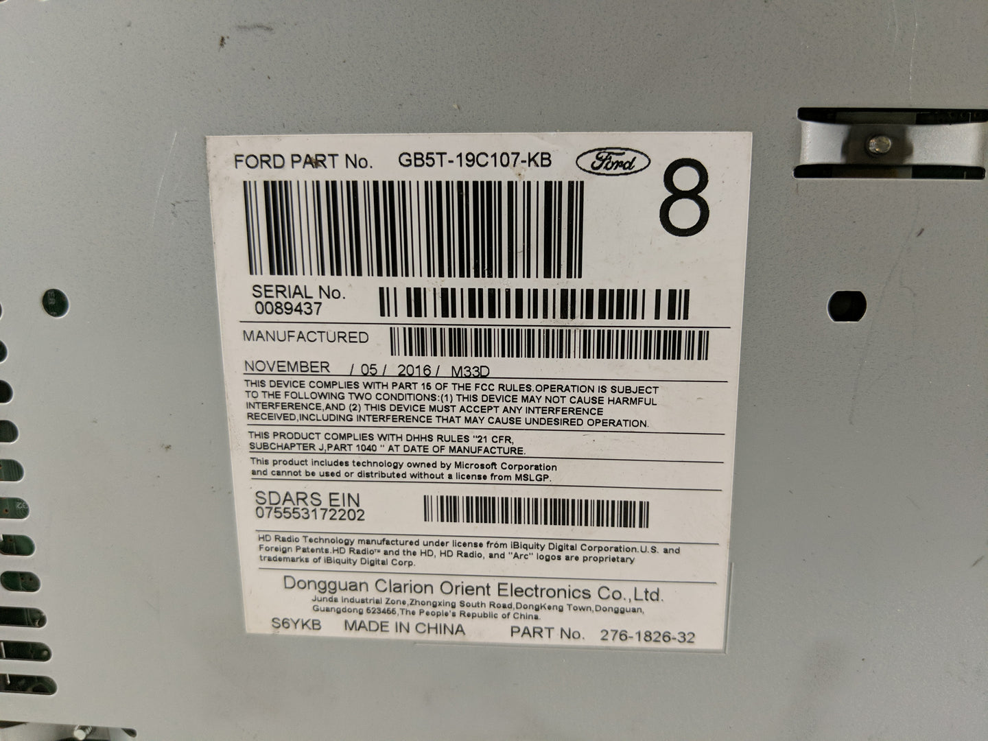 2017 Ford Explorer Radio AM FM Cd Player Receiver Replacement P/N:GB5T-19C107-KB Fits OEM Used Auto Parts - Oemusedautoparts