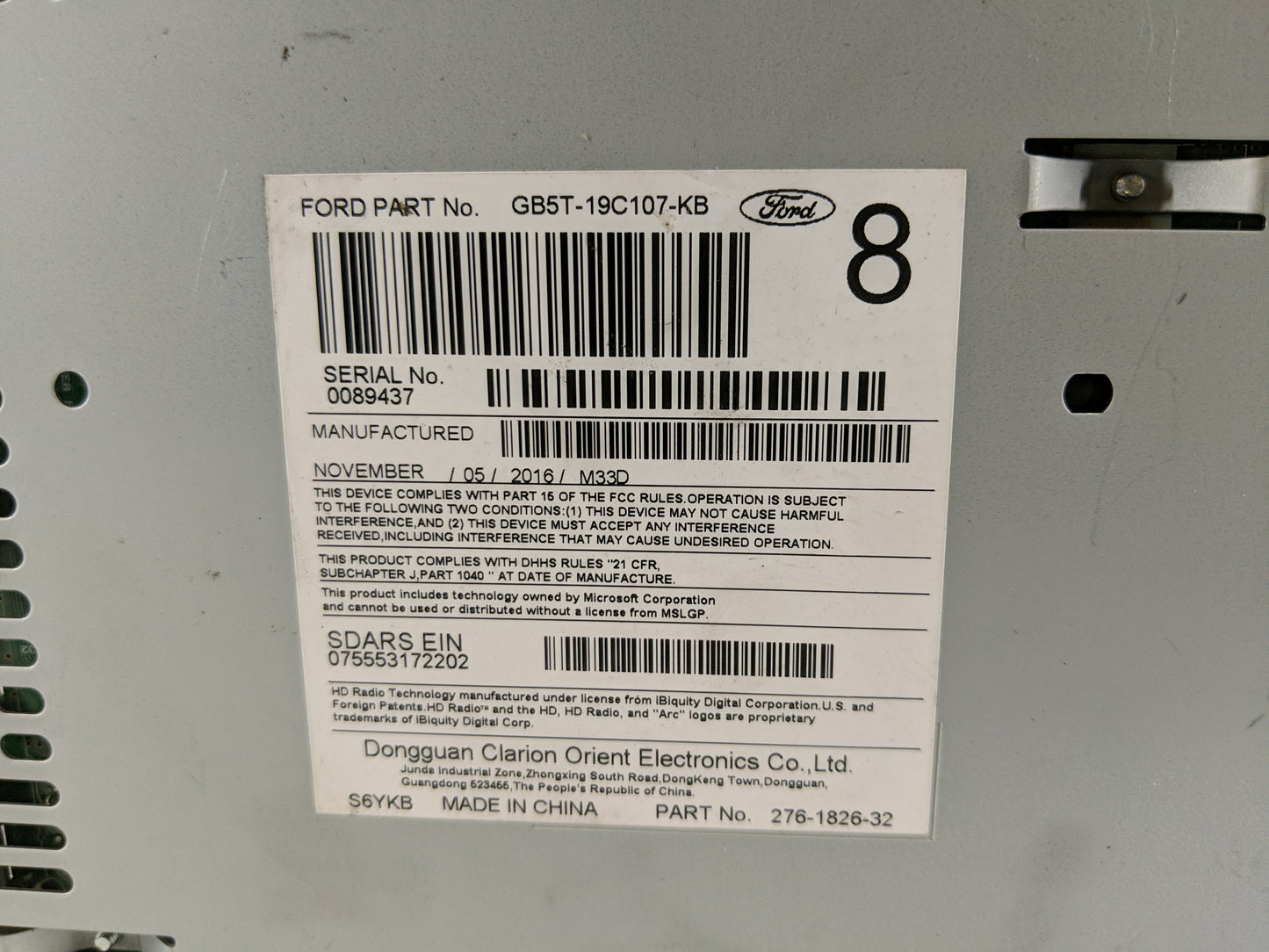 2017 Ford Explorer Radio AM FM Cd Player Receiver Replacement P/N:GB5T-19C107-KB Fits OEM Used Auto Parts - Oemusedautoparts