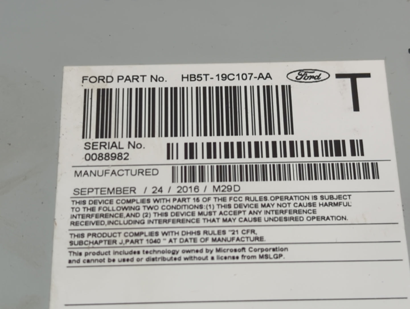 2017 Ford Explorer Radio AM FM Cd Player Receiver Replacement P/N:HB5T-19C107-AA Fits OEM Used Auto Parts - Oemusedautoparts