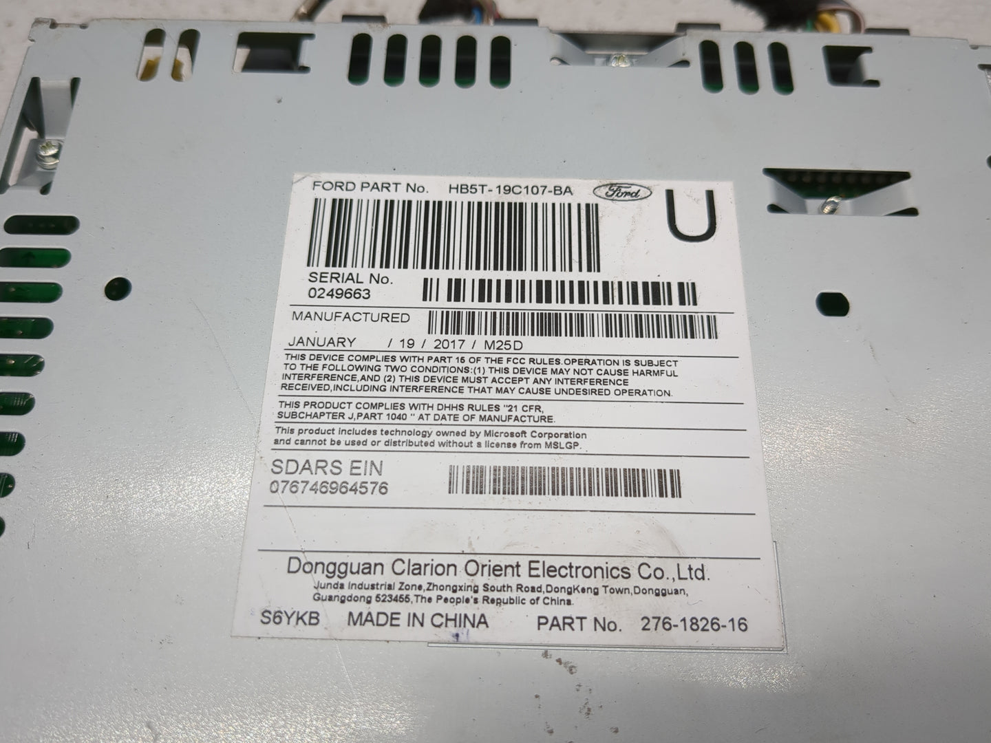 2017 Ford Explorer Radio AM FM Cd Player Receiver Replacement P/N:HB5T-19C107-BA Fits OEM Used Auto Parts - Oemusedautoparts