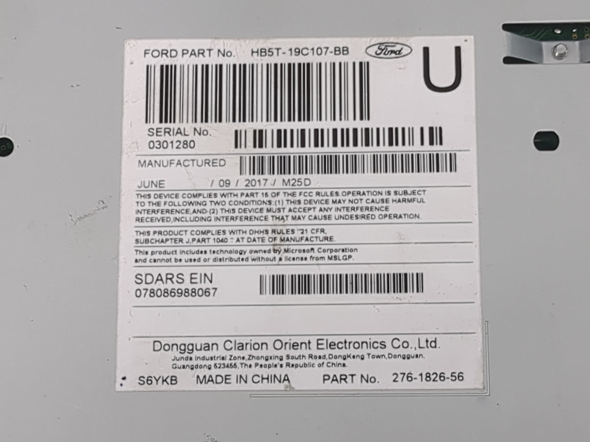 2016-2017 Ford Explorer Radio AM FM Cd Player Receiver Replacement P/N:GB5T-19C107-JA PU-3922L-D Fits Fits 2016 2017 OEM Use