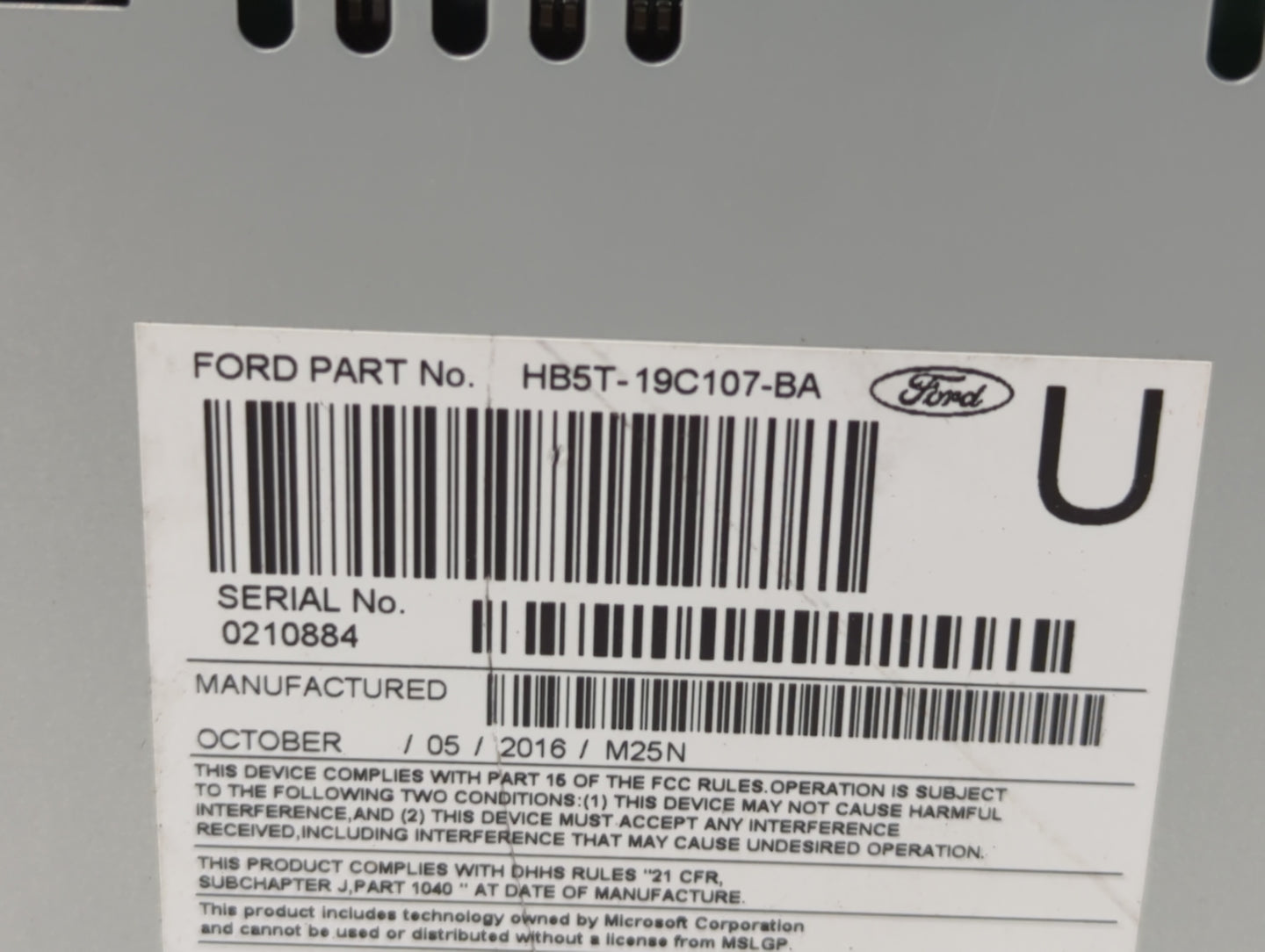 2017 Ford Explorer Radio AM FM Cd Player Receiver Replacement P/N:HB5T-19C107-BB HB5T-19C107-BA Fits OEM Used Auto Parts - O