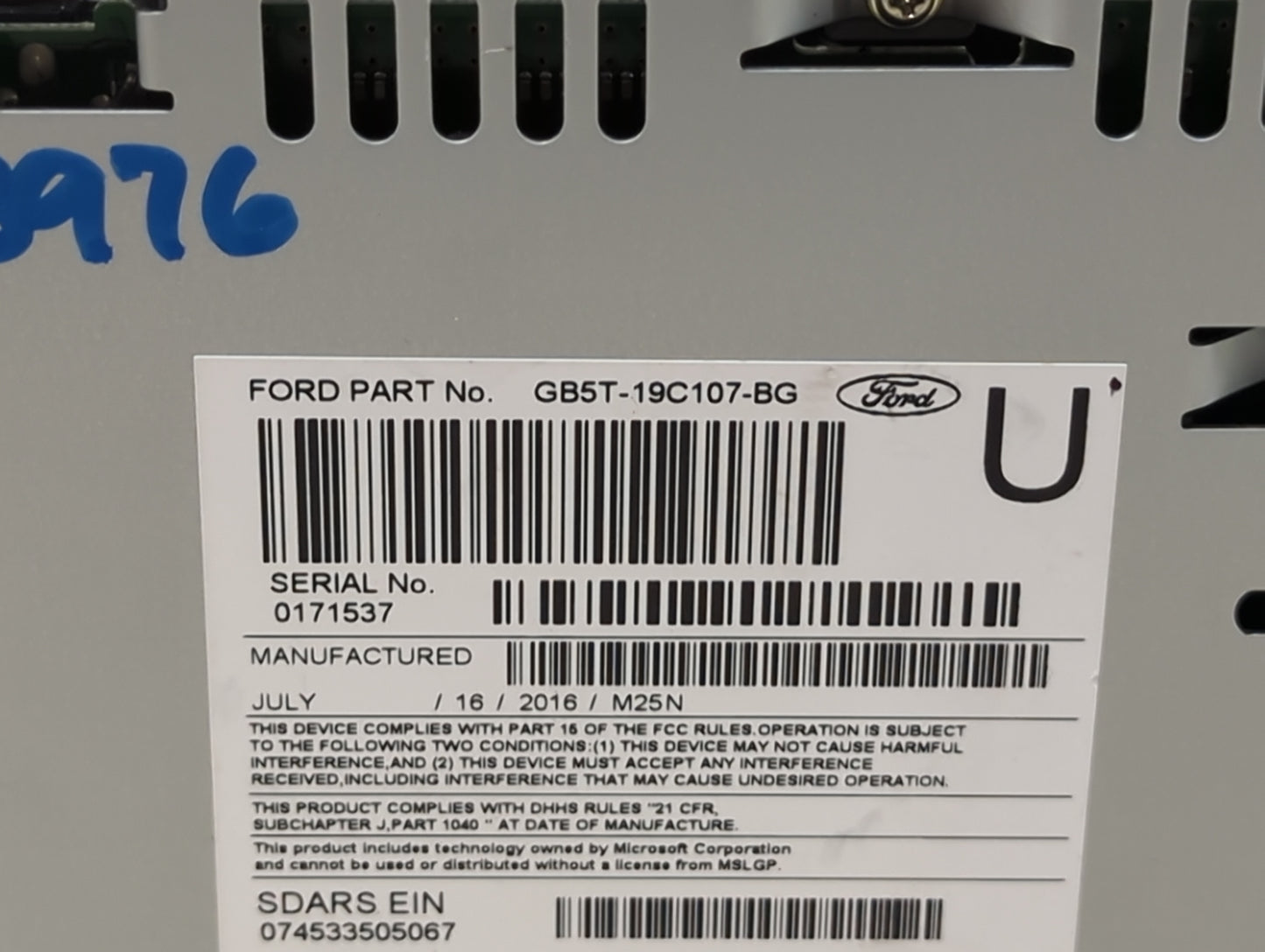 2016-2017 Ford Explorer Radio AM FM Cd Player Receiver Replacement P/N:PU-3922L-B GB5T-19C107-BG Fits Fits 2016 2017 OEM Use
