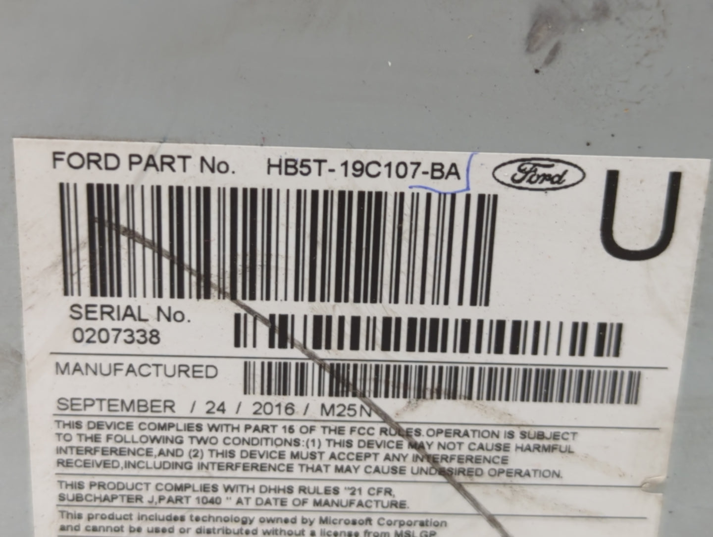 2017 Ford Explorer Radio AM FM Cd Player Receiver Replacement P/N:HB5T-19C107-BA Fits OEM Used Auto Parts - Oemusedautoparts