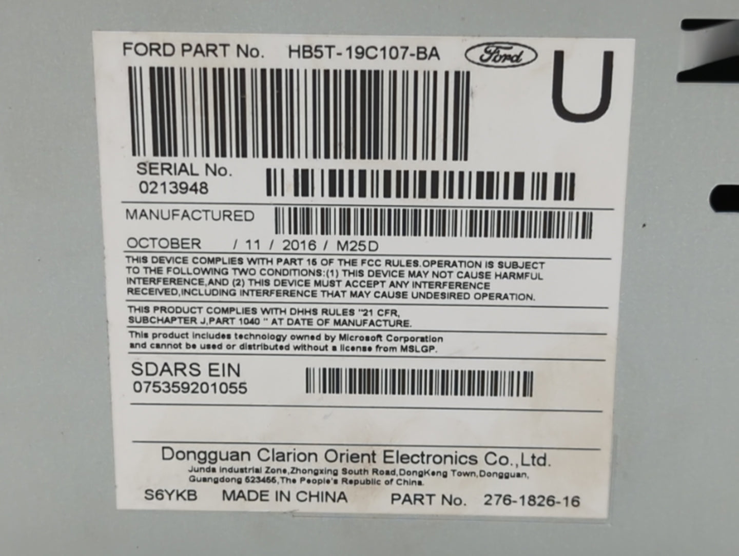 2017 Ford Explorer Am Fm Cd Player Radio Receiver - Oemusedautoparts1.com