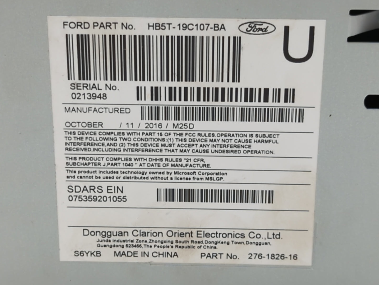 2017 Ford Explorer Am Fm Cd Player Radio Receiver - Oemusedautoparts1.com