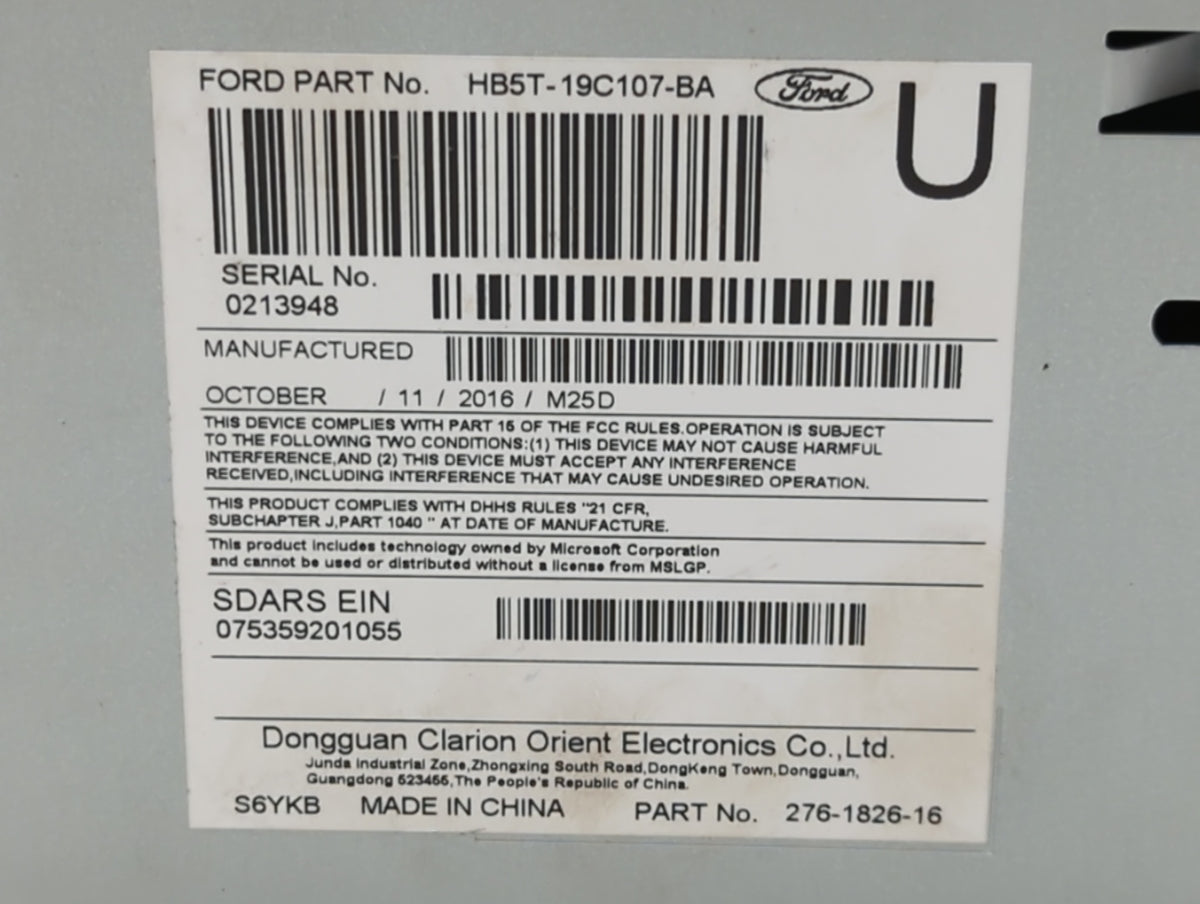 2017 Ford Explorer Am Fm Cd Player Radio Receiver 522451 - Oemusedautoparts1.com