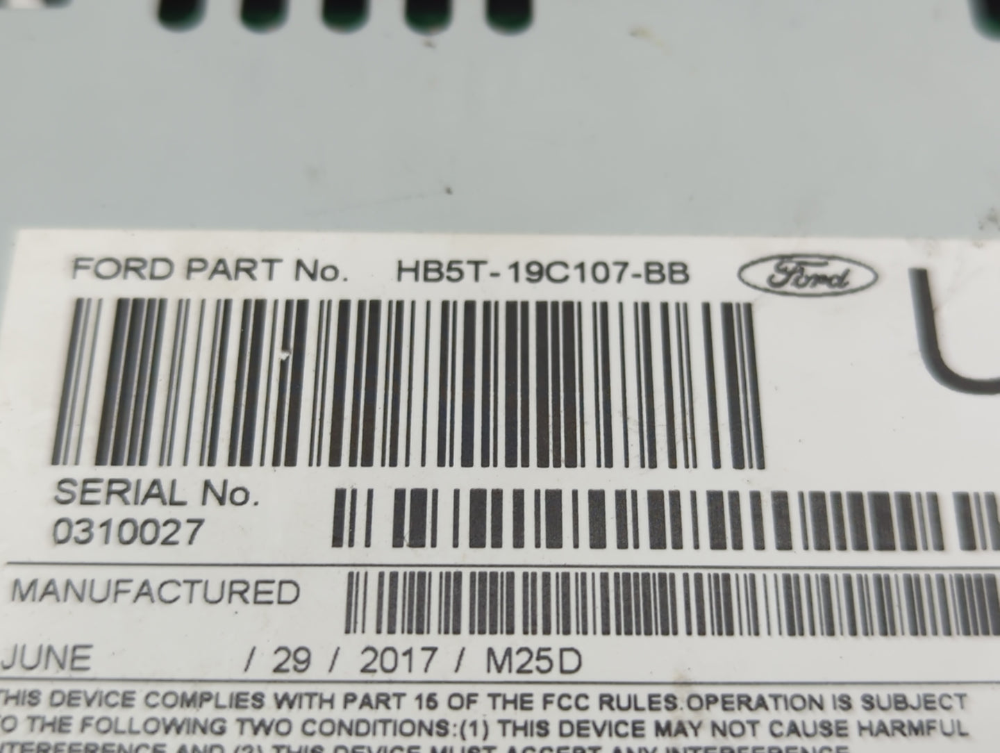 2017 Ford Explorer Radio AM FM Cd Player Receiver Replacement P/N:HB5T-19C107-BB Fits OEM Used Auto Parts - Oemusedautoparts