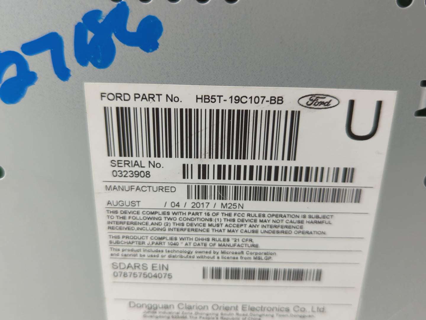 2017 Ford Explorer Radio AM FM Cd Player Receiver Replacement P/N:HB5T-19C107-BB Fits OEM Used Auto Parts - Oemusedautoparts