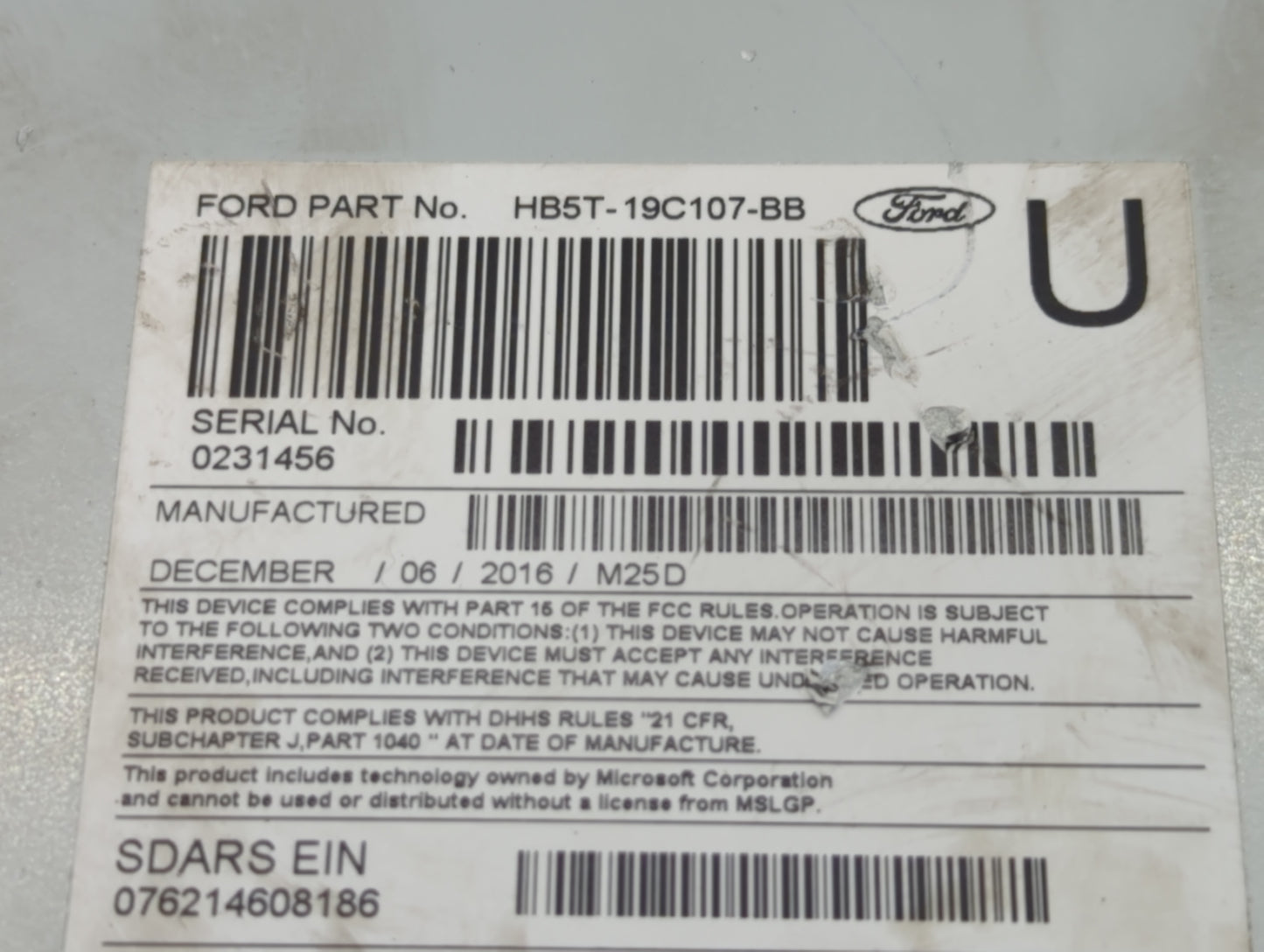 2017 Ford Explorer Radio AM FM Cd Player Receiver Replacement P/N:HB5T-19C107-BB HB5T-19C107-BA Fits OEM Used Auto Parts - O