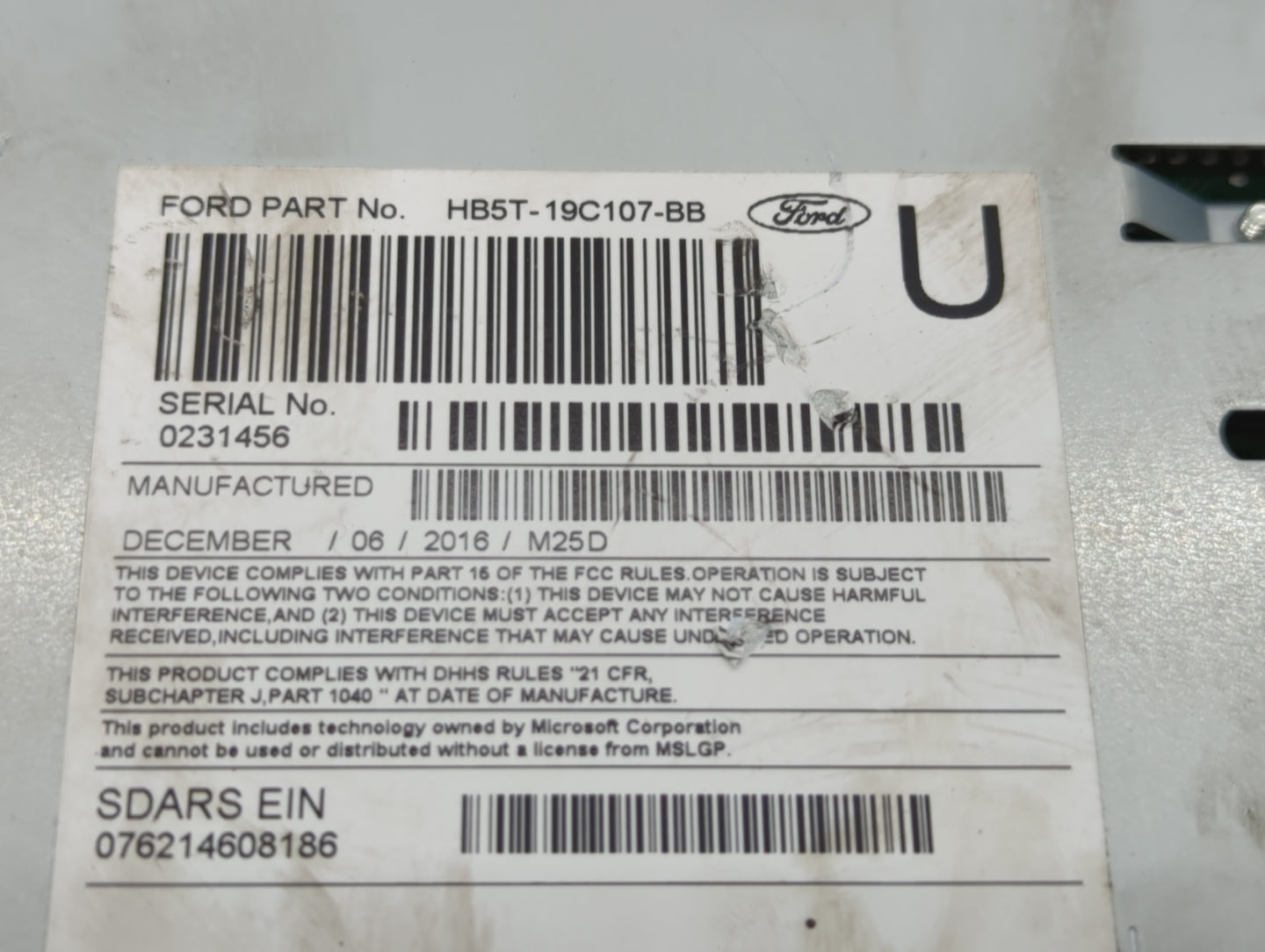 2017 Ford Explorer Radio AM FM Cd Player Receiver Replacement P/N:HB5T-19C107-BB HB5T-19C107-BA Fits OEM Used Auto Parts - O
