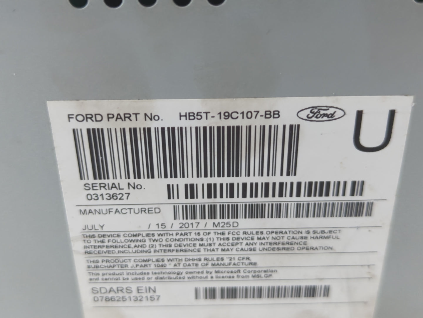2017 Ford Explorer Am Fm Cd Player Radio Receiver - Oemusedautoparts1.com
