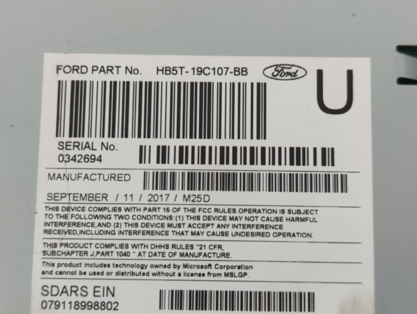 2017 Ford Explorer Am Fm Cd Player Radio Receiver - Oemusedautoparts1.com