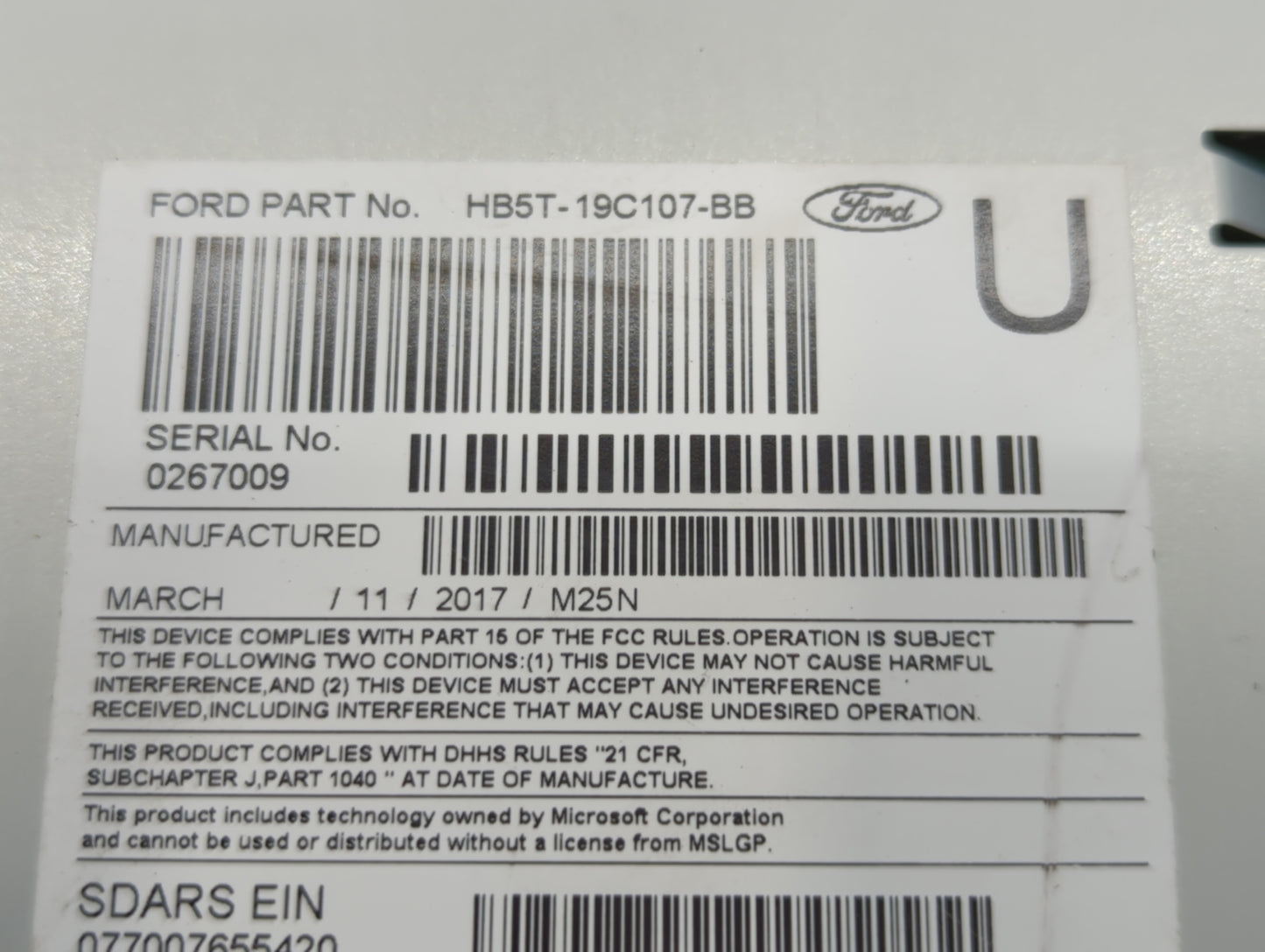 2017 Ford Explorer Radio AM FM Cd Player Receiver Replacement P/N:HB5T-19C107-BB Fits OEM Used Auto Parts - Oemusedautoparts