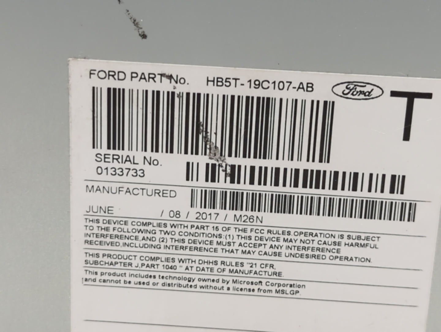 2017 Ford Explorer Radio AM FM Cd Player Receiver Replacement P/N:HB5T-19C107-AB Fits OEM Used Auto Parts - Oemusedautoparts