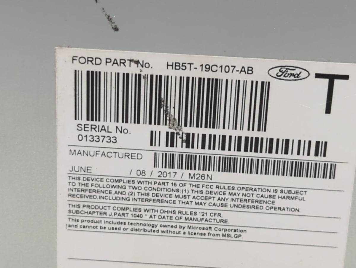 2017 Ford Explorer Radio AM FM Cd Player Receiver Replacement P/N:HB5T-19C107-AB OEM Used Auto Parts - Oemusedautoparts1.com