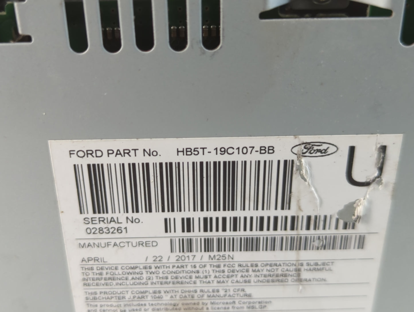 2017 Ford Explorer Radio AM FM Cd Player Receiver Replacement P/N:HB5T-19C107-BB Fits OEM Used Auto Parts - Oemusedautoparts