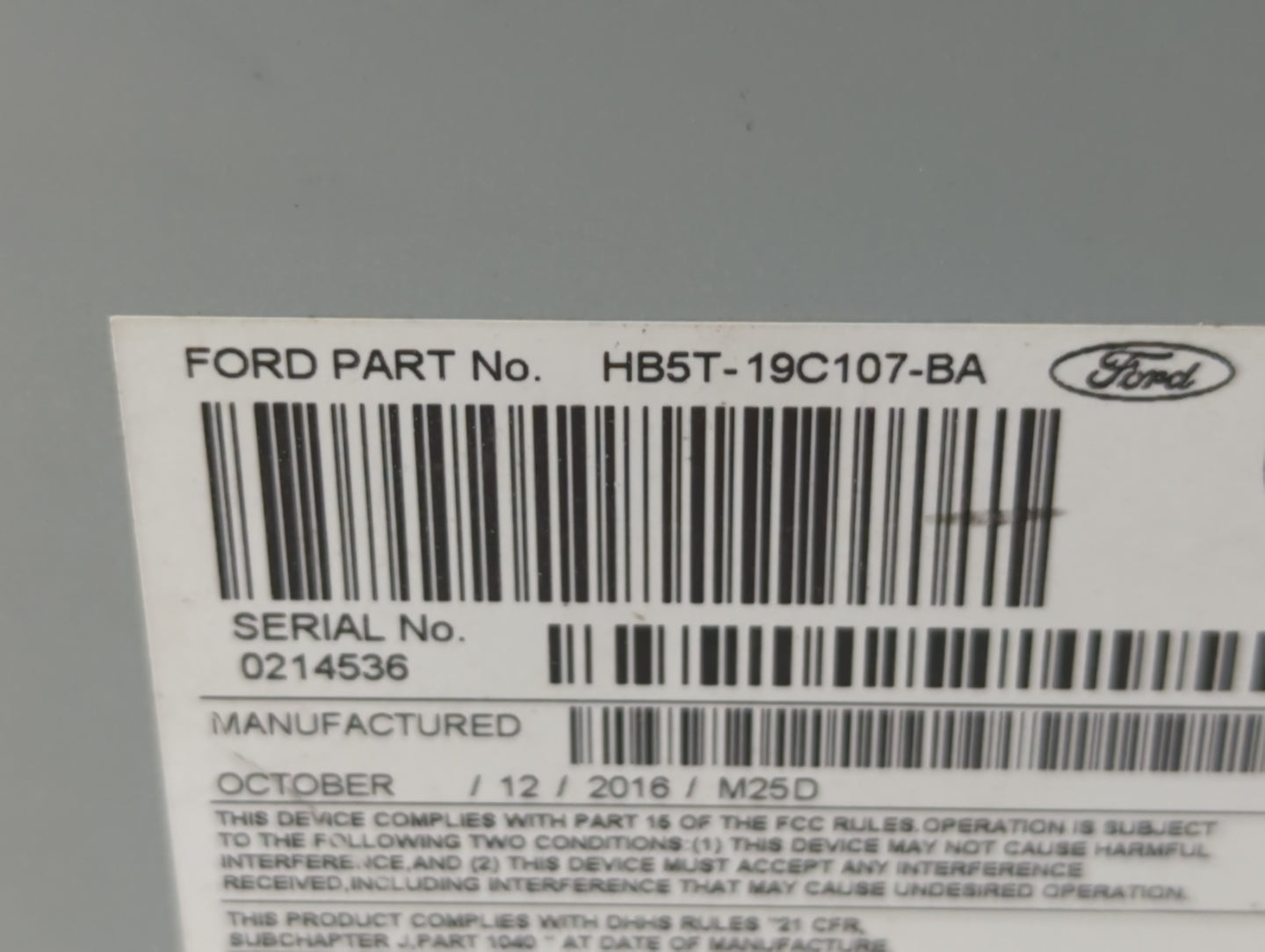 2017 Ford Explorer Radio AM FM Cd Player Receiver Replacement P/N:HB5T-19C107-BB HB5T-19C107-BA Fits OEM Used Auto Parts - O