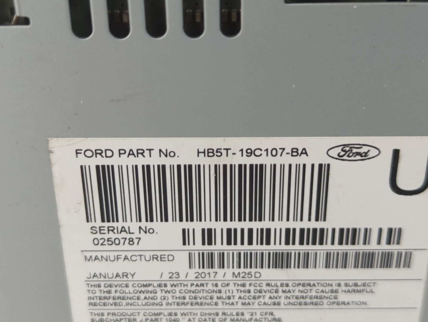 2017 Ford Explorer Radio AM FM Cd Player Receiver Replacement P/N:HB5T-19C107-BA Fits OEM Used Auto Parts - Oemusedautoparts