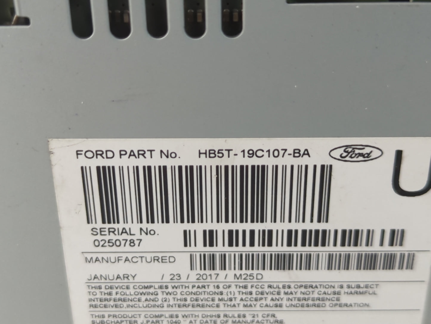 2017 Ford Explorer Radio AM FM Cd Player Receiver Replacement P/N:HB5T-19C107-BA Fits OEM Used Auto Parts - Oemusedautoparts