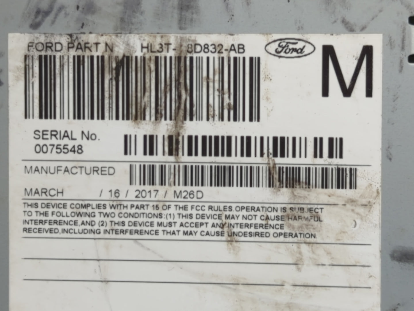 2017-2018 Ford F-150 Radio AM FM Cd Player Receiver Replacement P/N:HL3T-8D832-AB RU-9463P-D Fits Fits 2017 2018 OEM Used Au