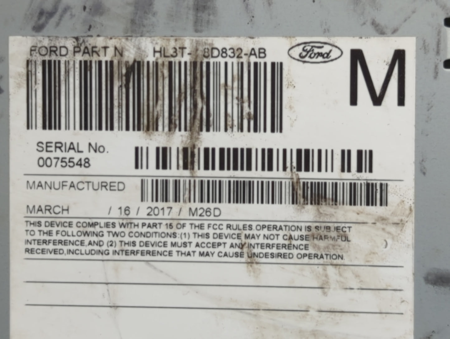 2017-2018 Ford F-150 Radio AM FM Cd Player Receiver Replacement P/N:HL3T-8D832-AB RU-9463P-D Fits Fits 2017 2018 OEM Used Au