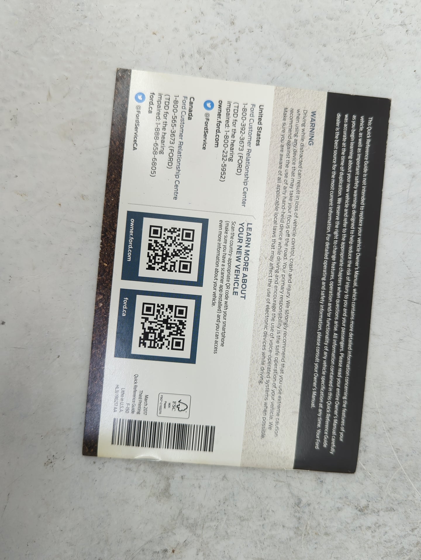 2017 Ford F-150 Owners Manual Book Guide P/N:HL3J19A321AB OEM Used Auto Parts - Oemusedautoparts1.com