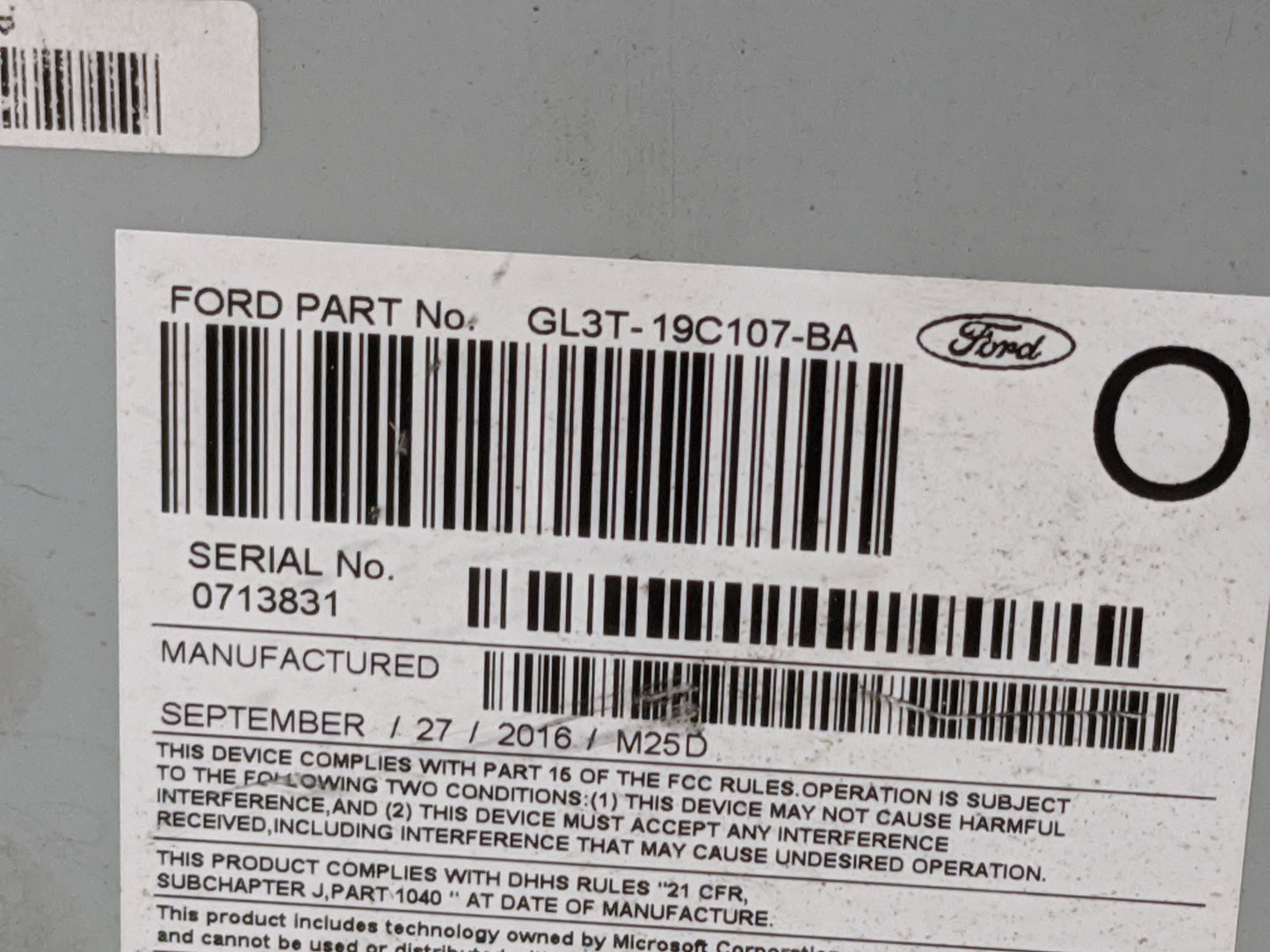 2016 Ford F-150 Radio AM FM Cd Player Receiver Replacement P/N:PU-3640P-C GL3T-19C107-BA Fits OEM Used Auto Parts - Oemuseda