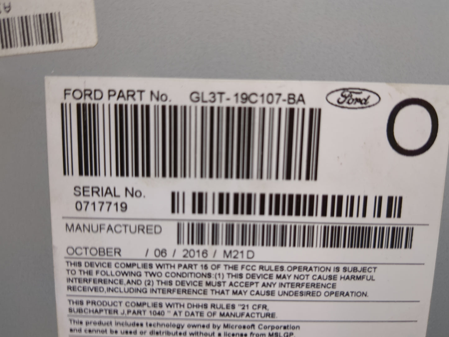 2016 Ford F-150 Radio AM FM Cd Player Receiver Replacement P/N:PU-3640P-C GL3T-19C107-BA Fits OEM Used Auto Parts - Oemuseda
