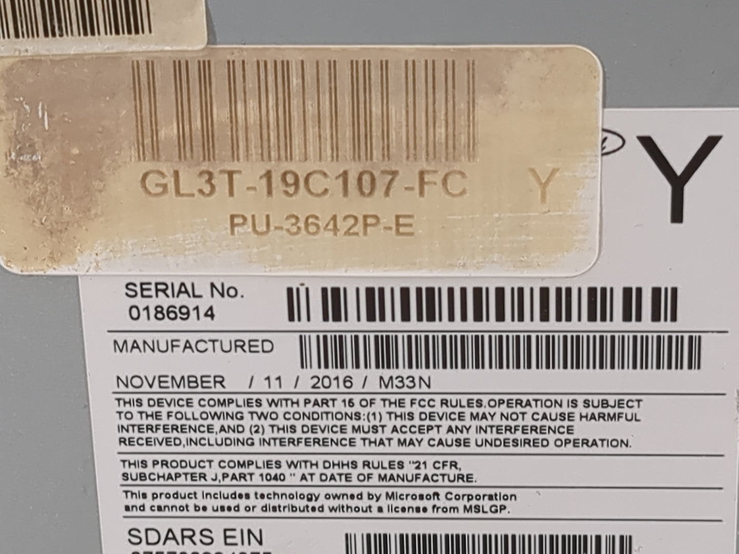 2017 Ford F150 Radio AM FM Cd Player Receiver Replacement P/N:PU-3642P-E GL3T-19C107-FC Fits Fits 2016 2018 OEM Used Auto Pa