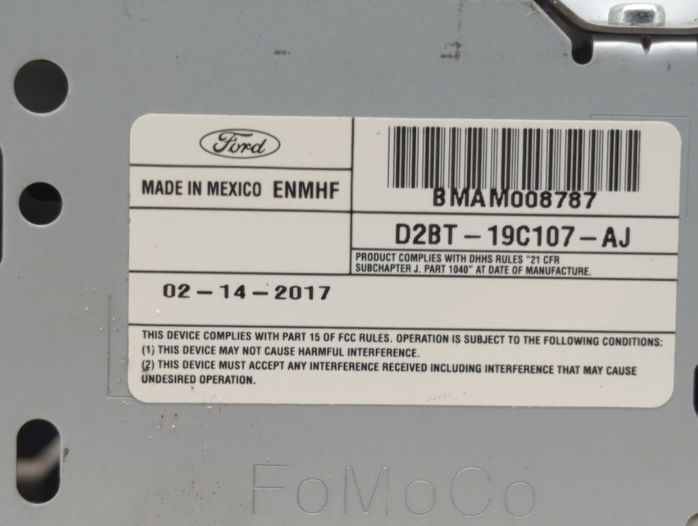 2016-2018 Ford Fiesta Radio AM FM Cd Player Receiver Replacement P/N:D2BT-19C107-AJ BMAM008787 Fits Fits 2016 2017 2018 OEM 