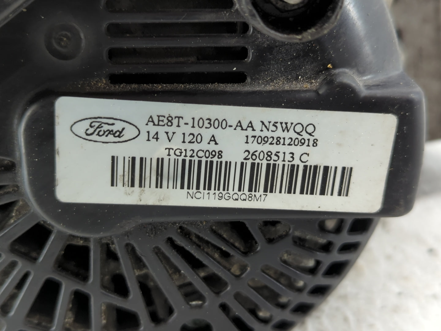 2011-2019 Ford Fiesta Alternator Replacement Generator Charging Assembly Engine OEM P/N:AE8T-10300-AA Fits OEM Used Auto Par