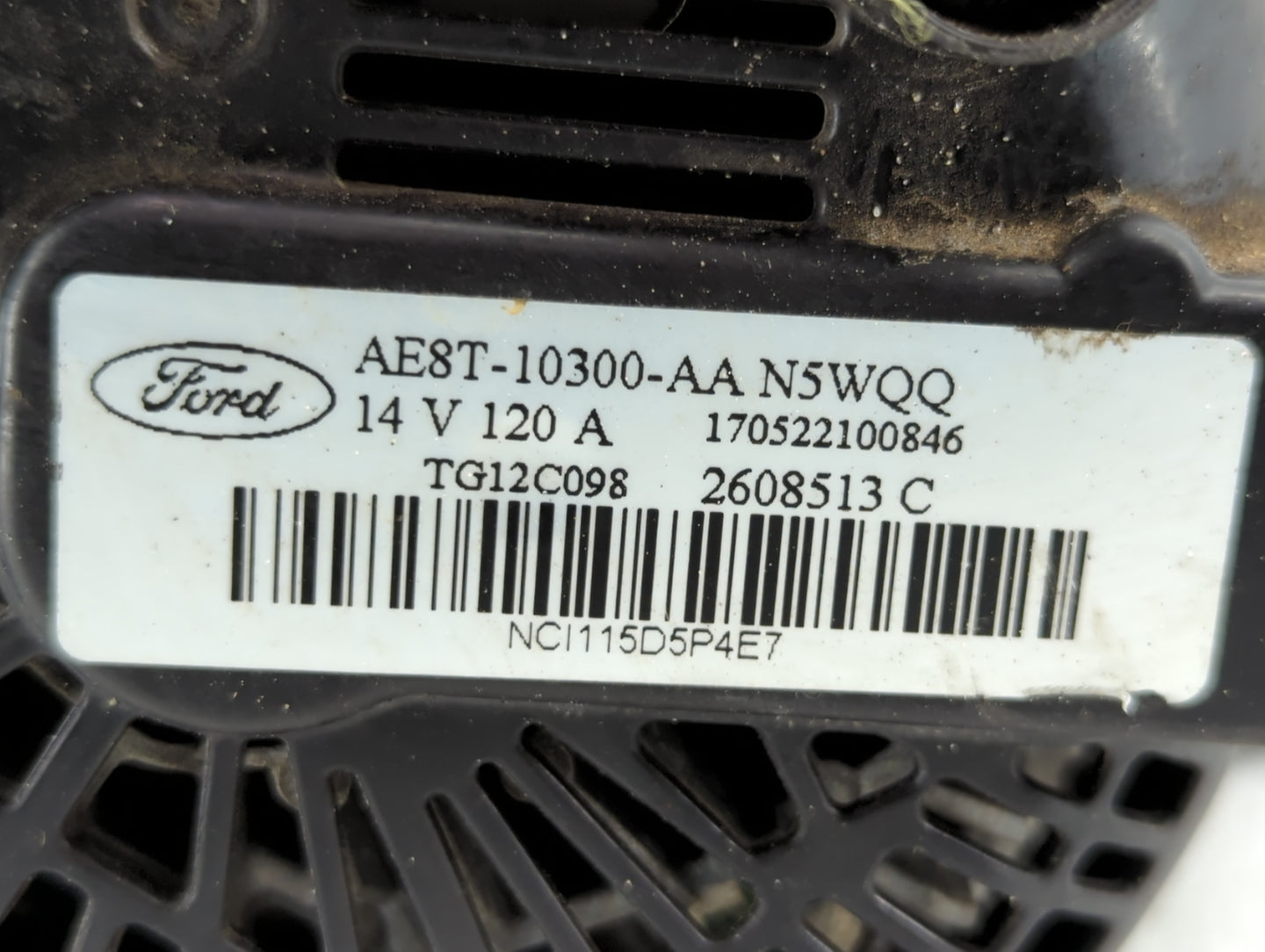 2011-2019 Ford Fiesta Alternator Replacement Generator Charging Assembly Engine OEM P/N:AE8T-10300-AA Fits OEM Used Auto Par