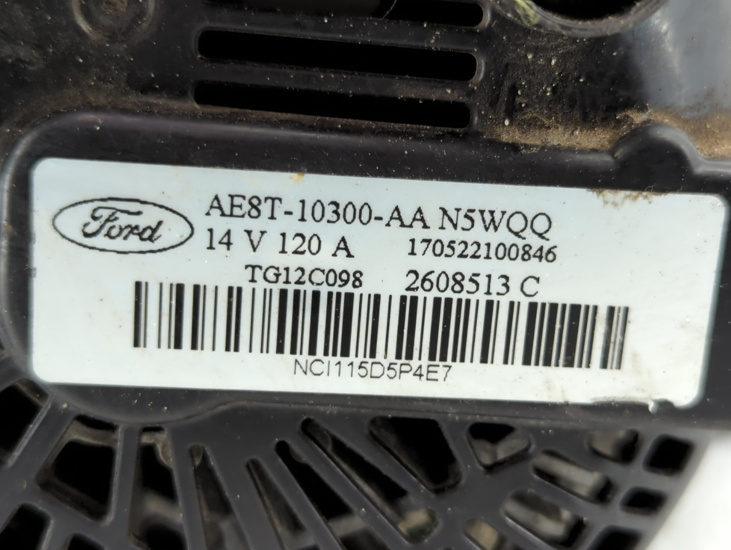 2011-2019 Ford Fiesta Alternator Replacement Generator Charging Assembly Engine OEM P/N:AE8T-10300-AA Fits OEM Used Auto Par