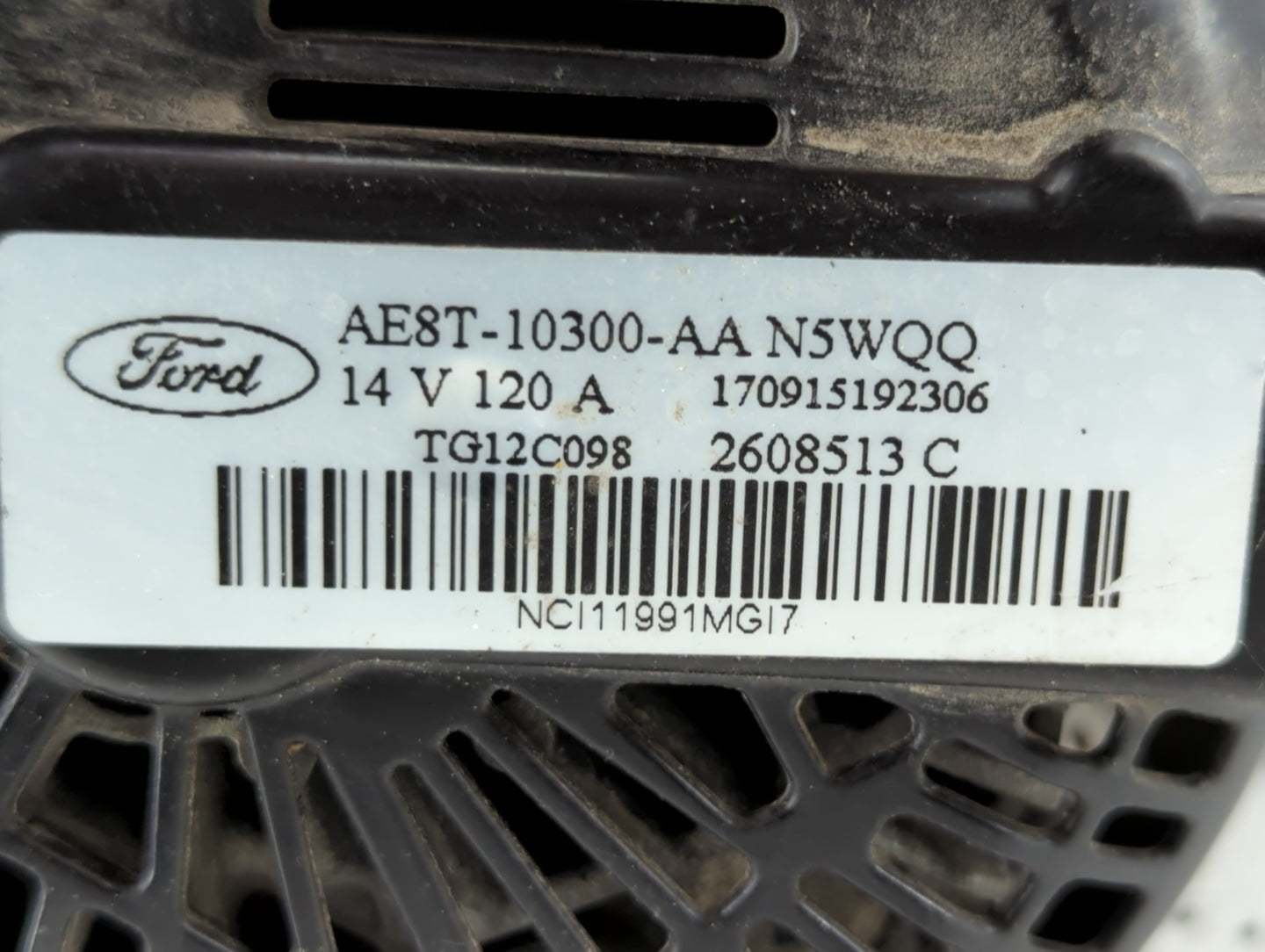 2011-2019 Ford Fiesta Alternator Replacement Generator Charging Assembly Engine OEM P/N:AE8T-10300-AA Fits OEM Used Auto Par