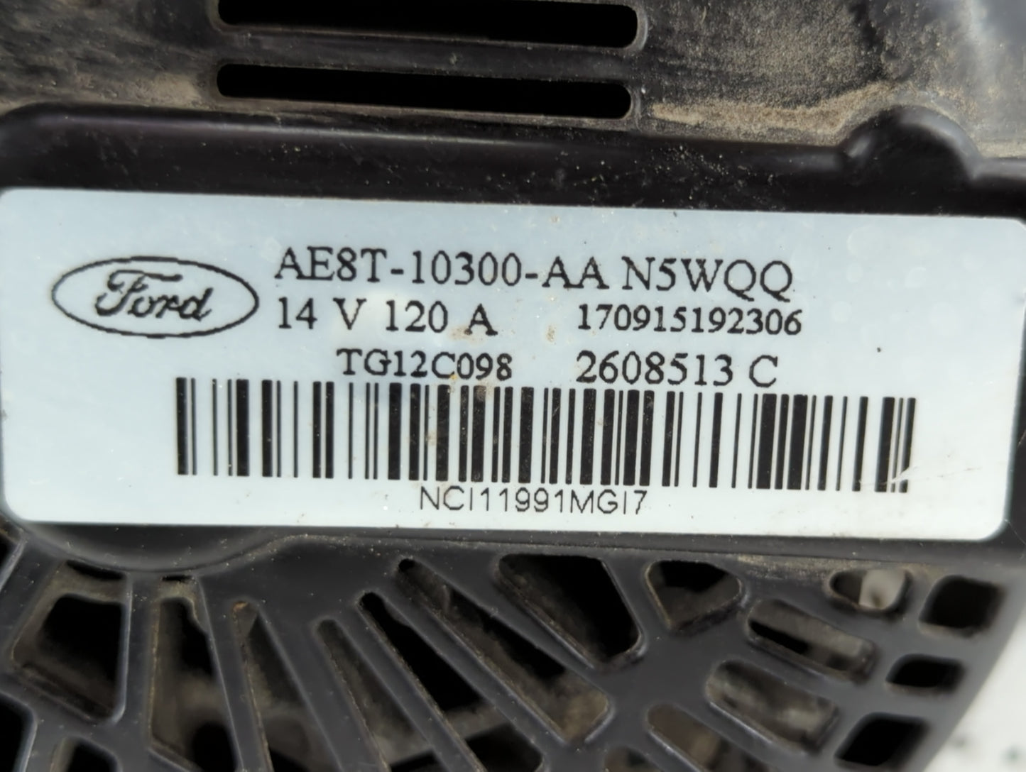 2011-2019 Ford Fiesta Alternator Replacement Generator Charging Assembly Engine OEM P/N:AE8T-10300-AA Fits OEM Used Auto Par
