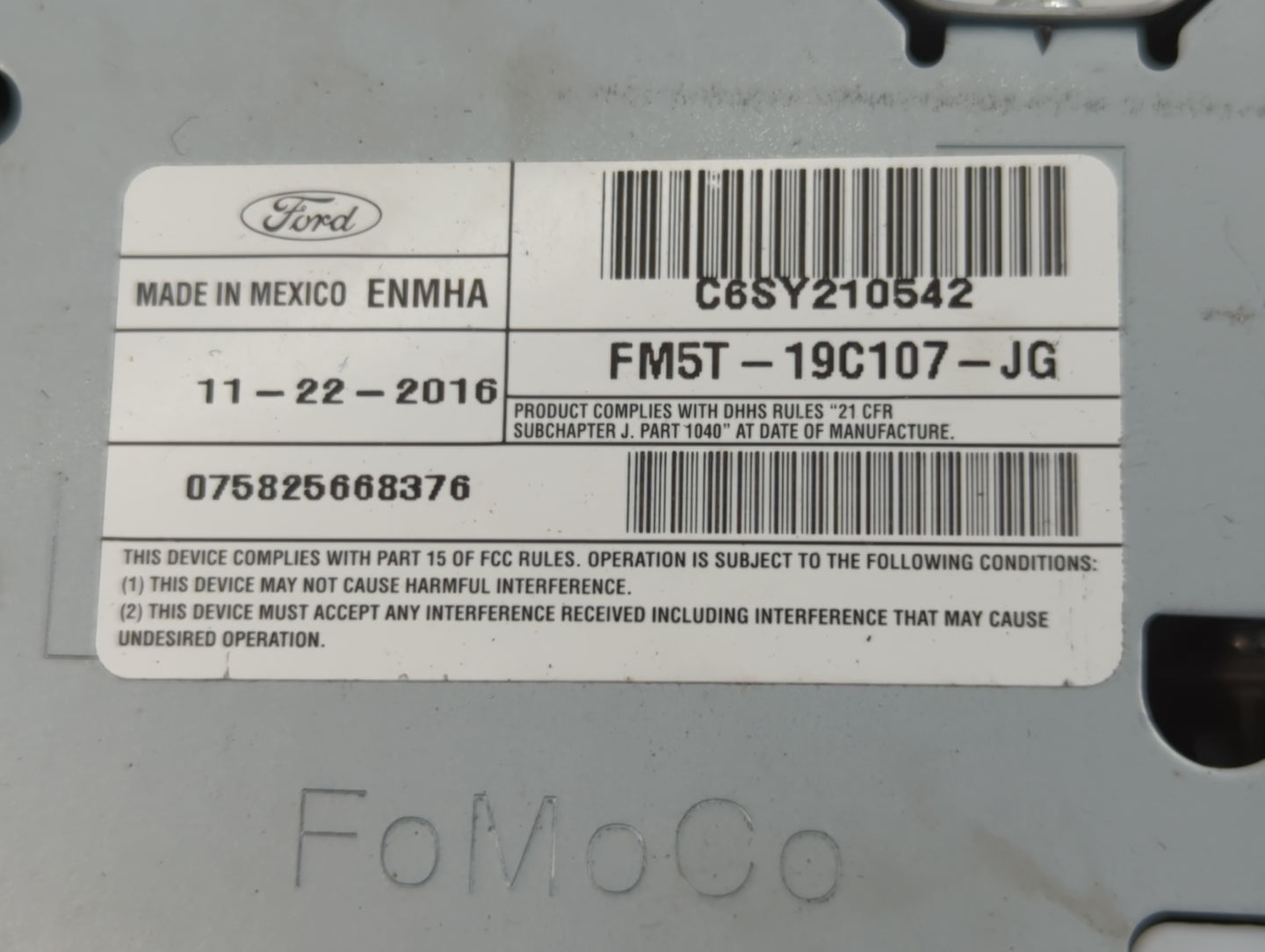 2017-2018 Ford Focus Radio AM FM Cd Player Receiver Replacement P/N:FM5T-19C107-JG Fits Fits 2017 2018 OEM Used Auto Parts -