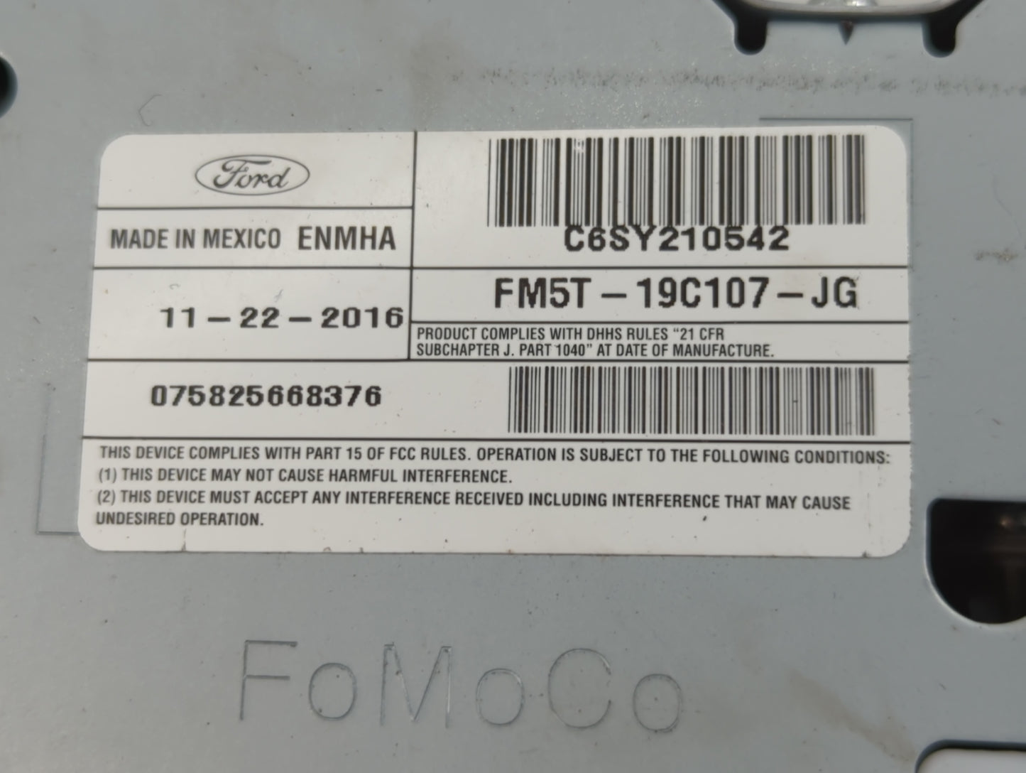2017-2018 Ford Focus Radio AM FM Cd Player Receiver Replacement P/N:FM5T-19C107-JG Fits Fits 2017 2018 OEM Used Auto Parts -