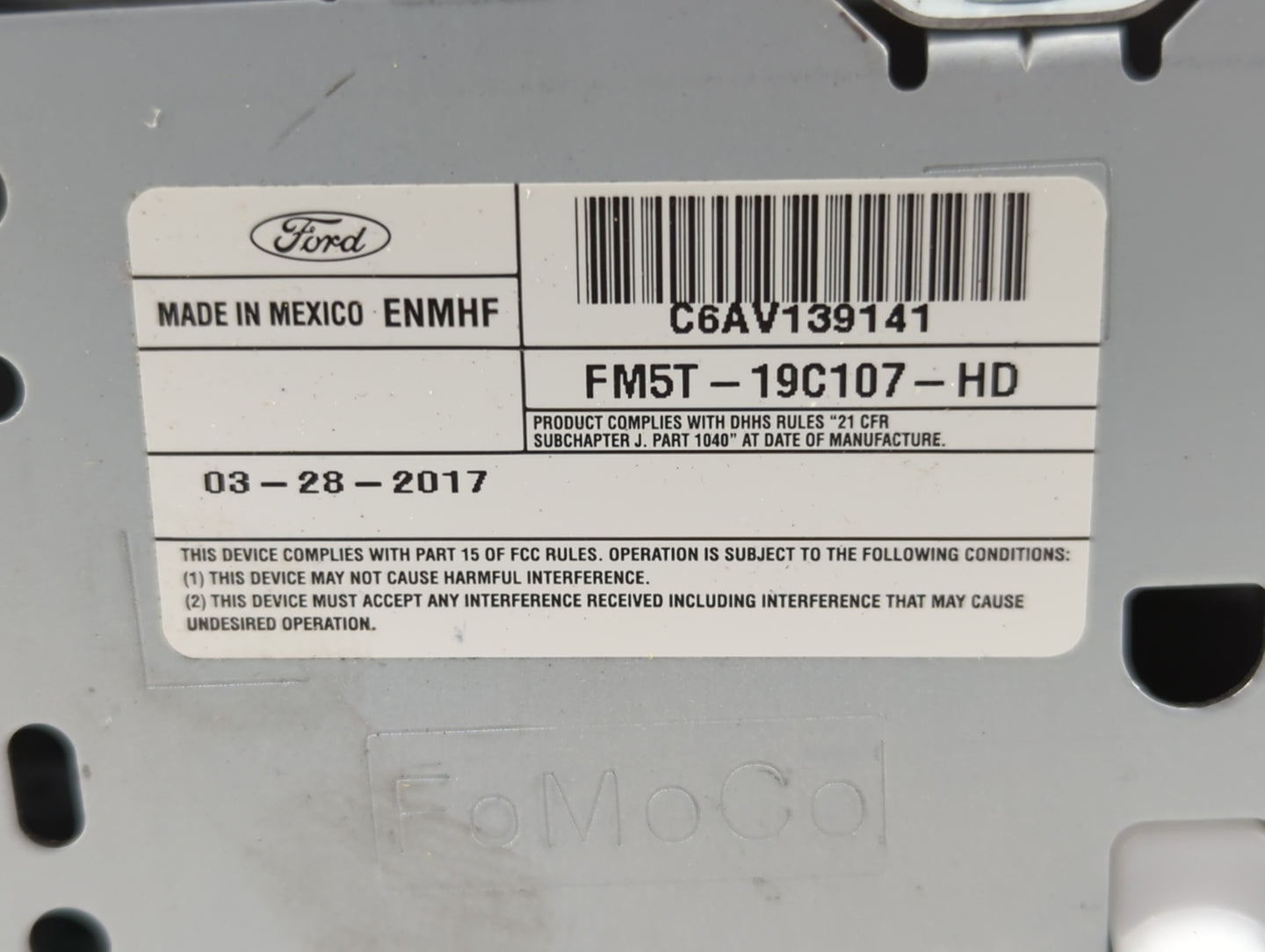 2017-2018 Ford Focus Radio AM FM Cd Player Receiver Replacement P/N:FM5T-19C107-HD Fits Fits 2017 2018 OEM Used Auto Parts -