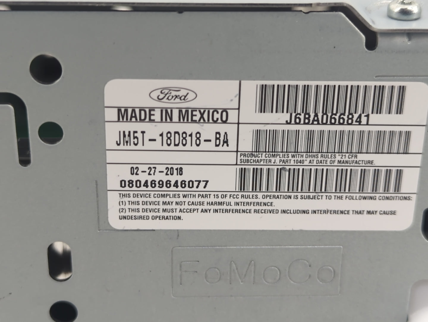 2017-2018 Ford Focus Radio AM FM Cd Player Receiver Replacement P/N:JM5T-18D818-BA FM5T-19C107-HD Fits Fits 2017 2018 OEM Us