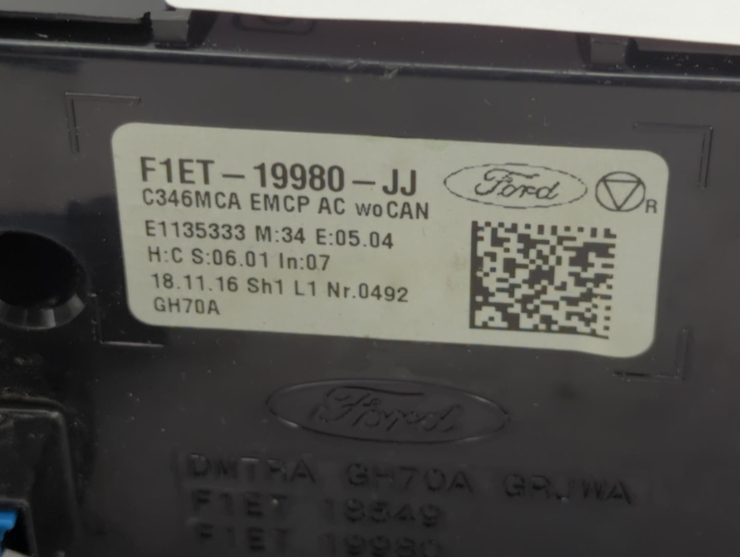 2015-2018 Ford Focus Climate Control Module Temperature AC/Heater Replacement P/N:F1ET-19980-JJ Fits Fits 2015 2016 2017 201