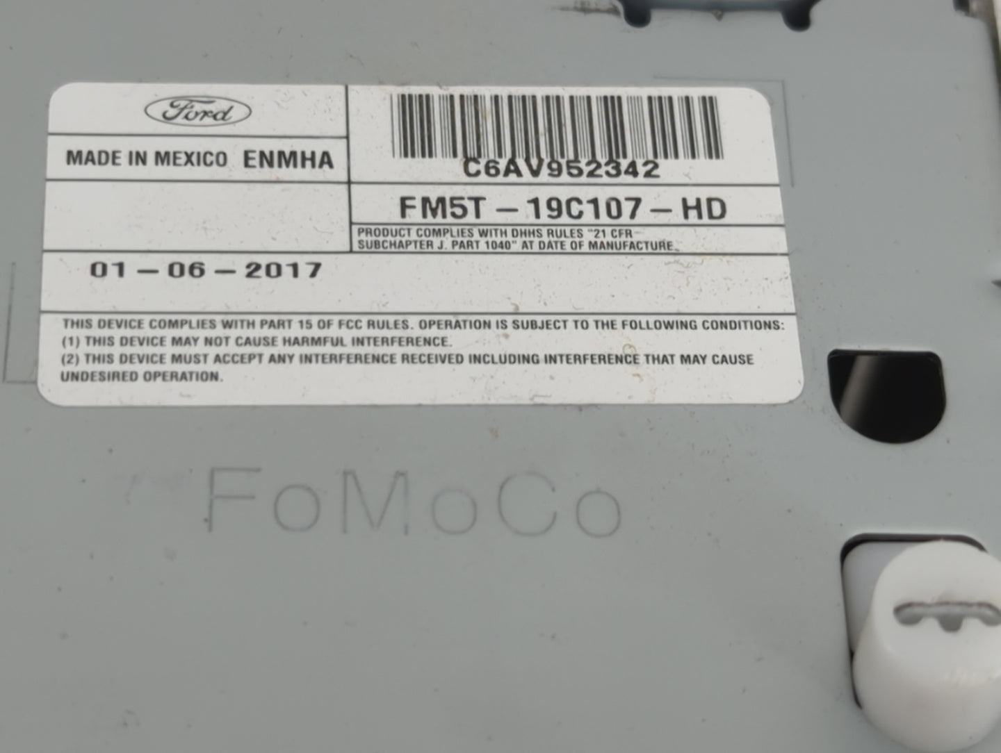 2017-2018 Ford Focus Radio AM FM Cd Player Receiver Replacement P/N:FM5T-19C107-HD Fits Fits 2017 2018 OEM Used Auto Parts -